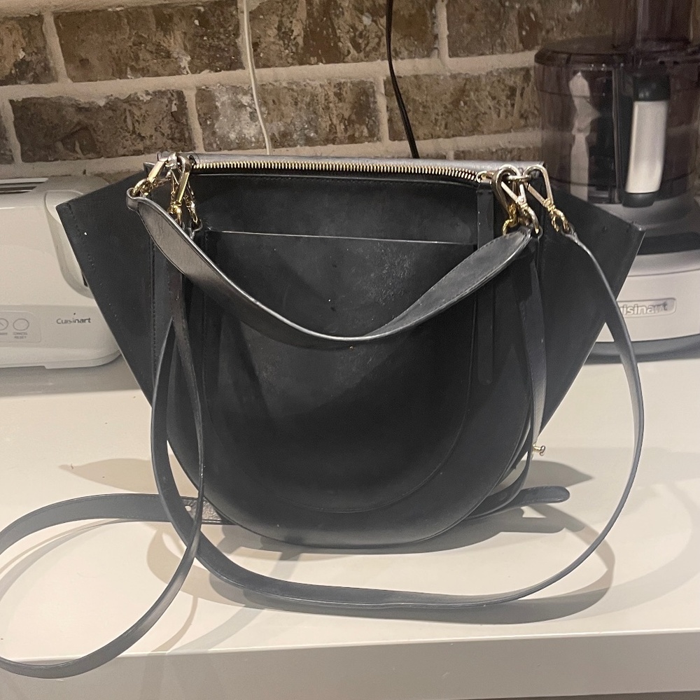Wandler black leather handbag medium size with extra crossbody strap